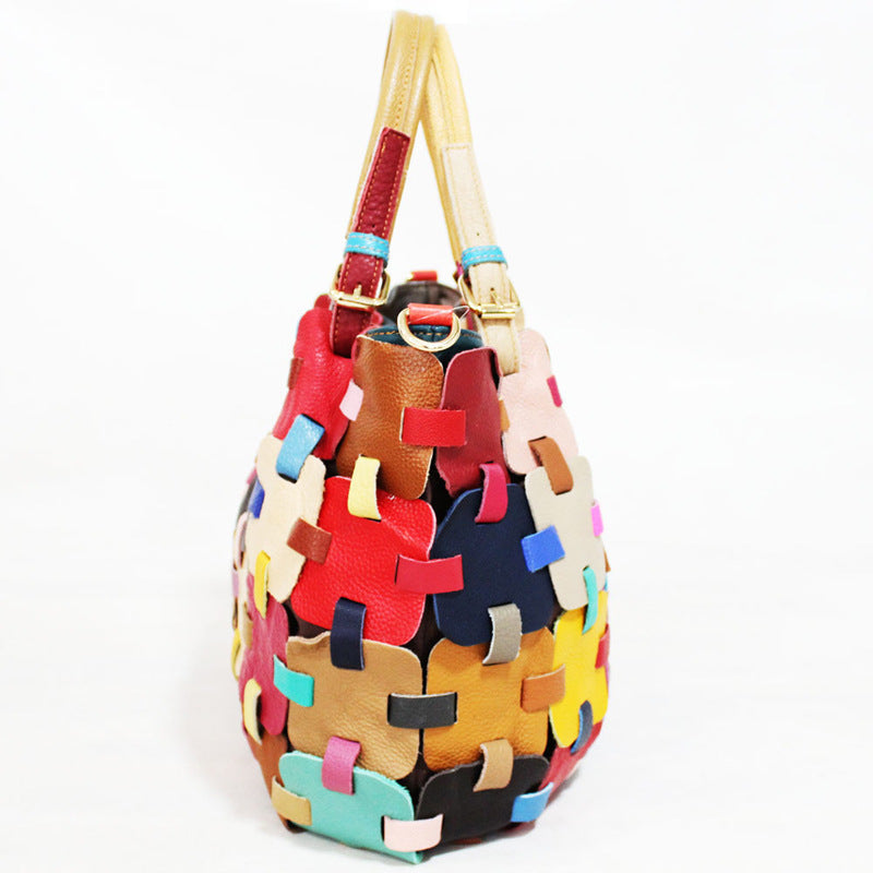 Women’s Geometric Messenger Bag – Trendy Large Handheld Tote