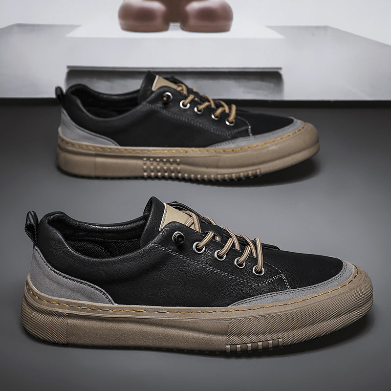 Men’s Leather Shoes British Round Toe – Elegant & Comfortable