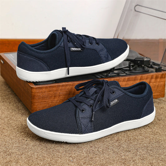 Men’s Low-Top Lace-Up Sneakers – Outdoor Non-Slip Wide Toe Casual Shoes