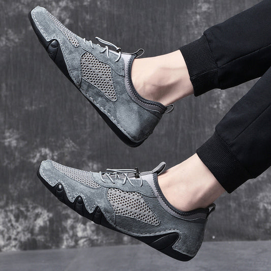 Men’s Slip-On Leather Shoes – Breathable Driving & Casual Sneakers