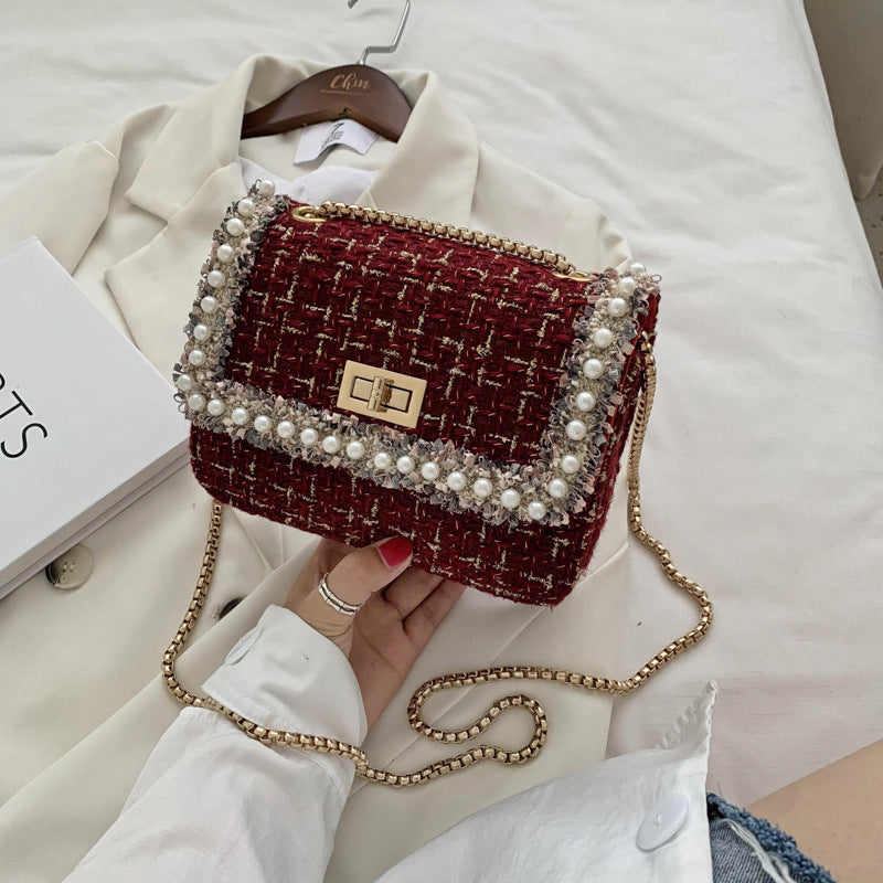 New Fashion Woolen Chain Bag – Western Style One-Shoulder Diagonal Bag