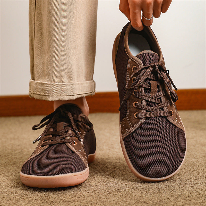 Men’s Low-Top Lace-Up Sneakers – Outdoor Non-Slip Wide Toe Casual Shoes