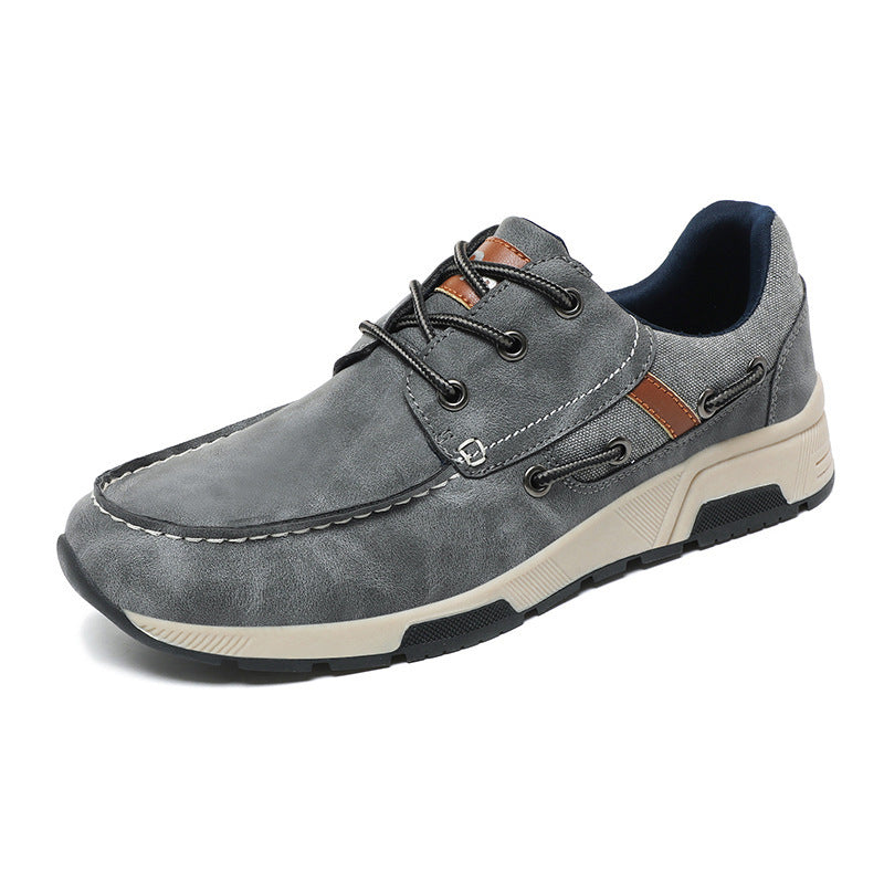 Men’s Leather Breathable Sneakers – Plus Size Casual Commuter Shoes