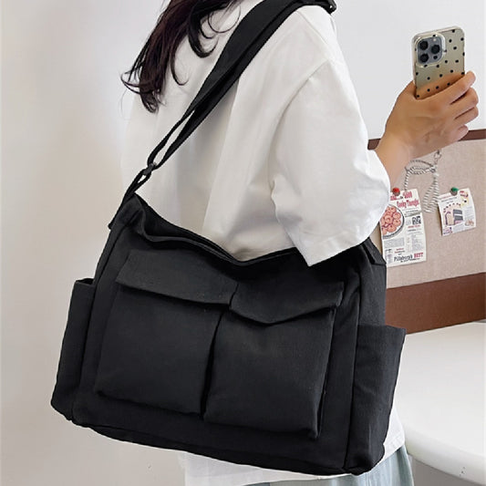 Retro Large Capacity Artistic Casual Canvas Shoulder Bag for Women