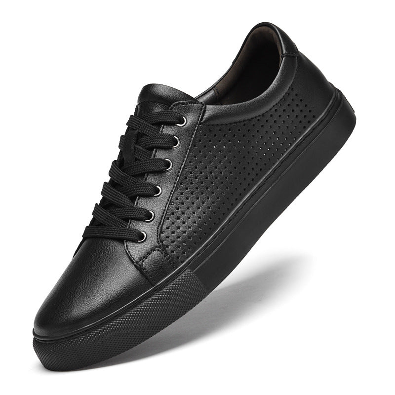 Men’s Punching Hollowed Cowhide Board Shoes – Leisure Casual Style