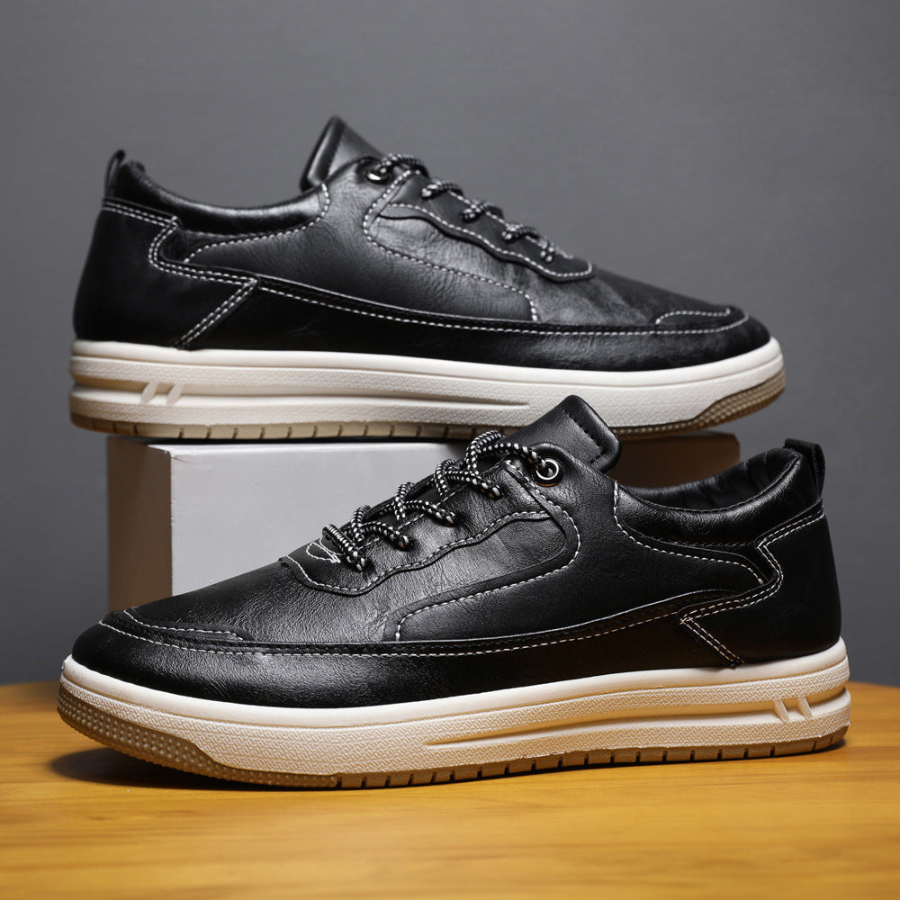 Men's Low-Top Leather Sneakers – Warm Casual Shoes