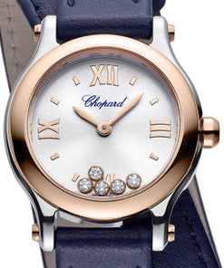 chopard happy sport stainless steel & 18k rose gold & diamonds lady's watch_3