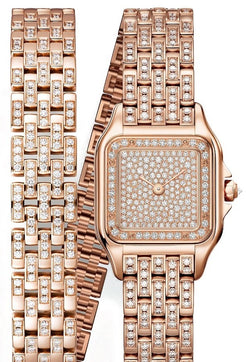 cartier panth?e de cartier 18k rose gold & diamonds lady's watch