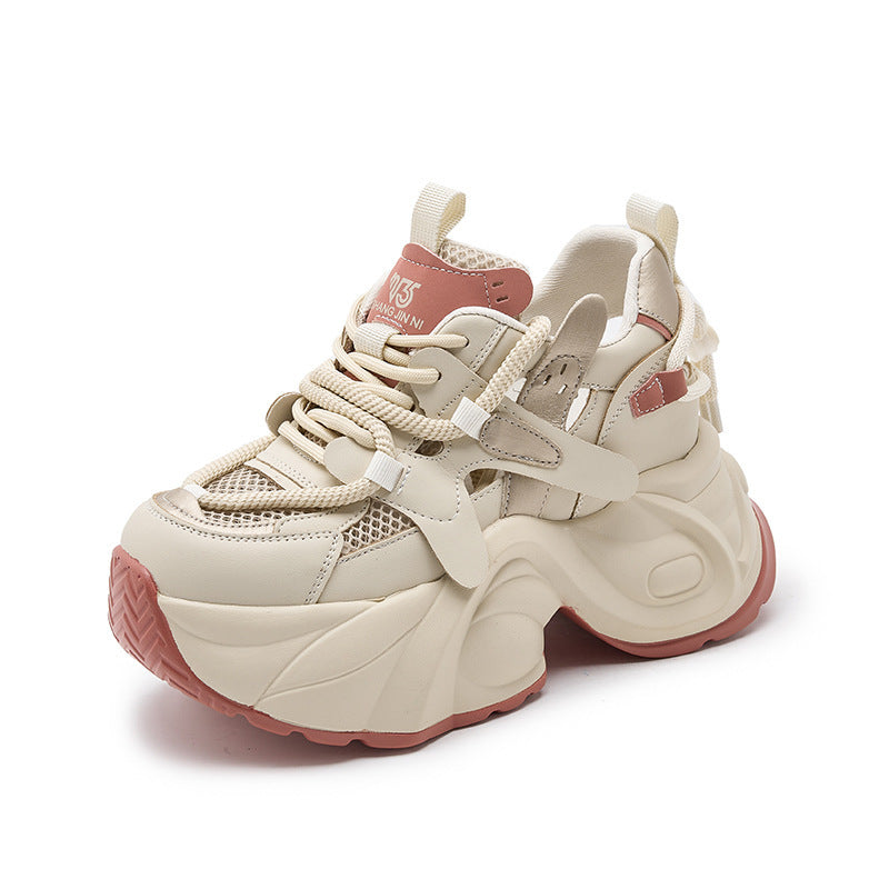 Mesh Surface Hollowed Casual Shoes Height Increasing Women Shoes