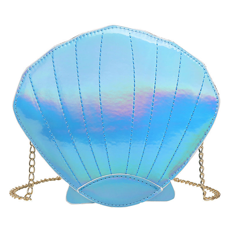 Laser shell diagonal shoulder chain bag