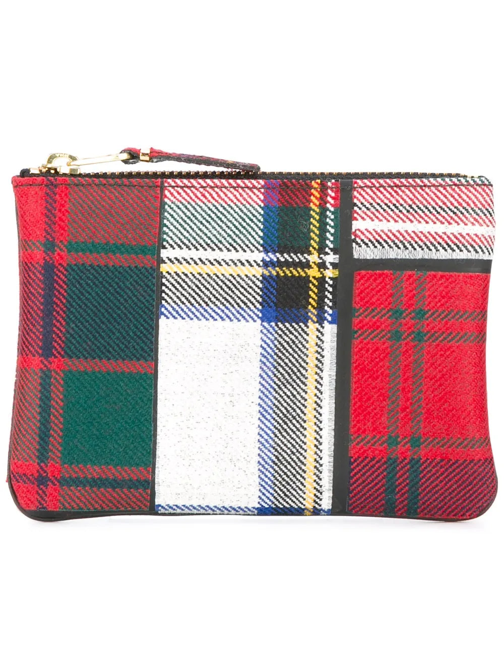 Comme Des Garçons Wallet tartan patchwork pouch