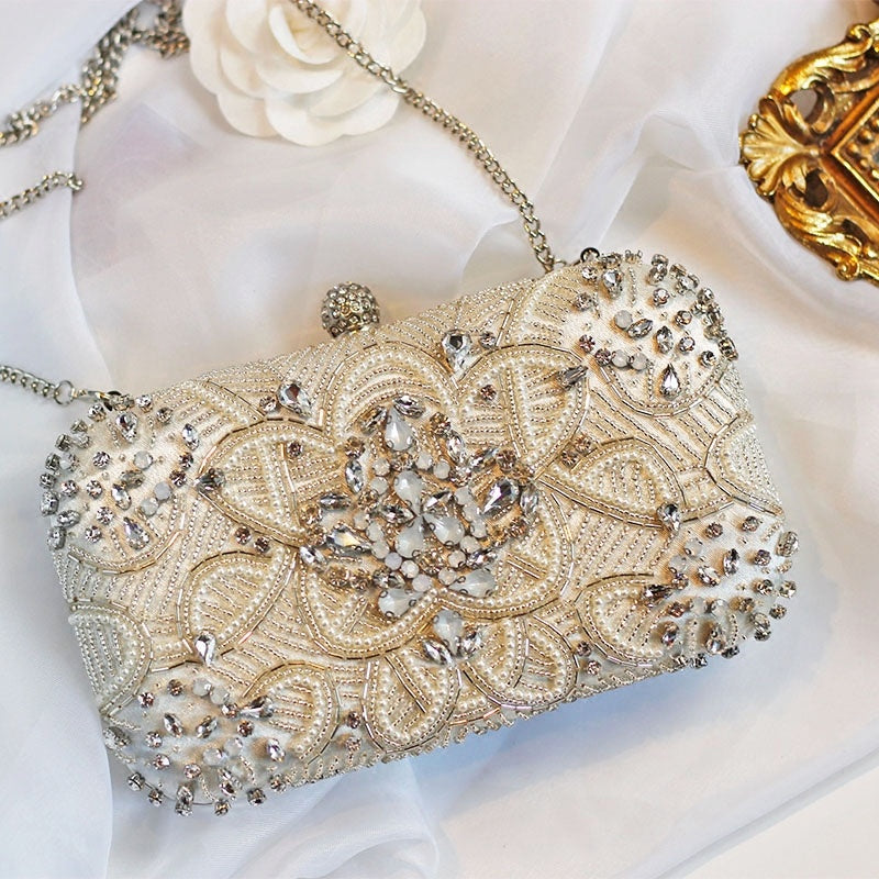 Women’s Rhinestone Chain Bag – Luxury Hand-Sewn Evening Purse