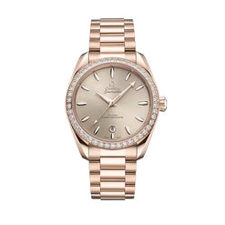 omega seamaster aqua terra 18k sedna? gold & diamonds unisex watch