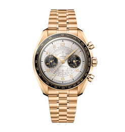 omega speedmaster two counters chronograph 18k moonshine? gold men's watch_1