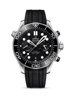omega seamaster diver chronograph stainless steel & black ceramic men's watch