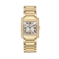 cartier tank fran?ise 18k yellow gold & diamonds lady's watch