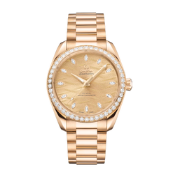 omega seamaster aqua terra 18k moonshine? gold & diamonds unisex watch