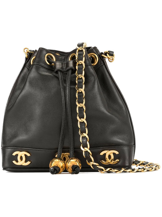 CHANEL CC logo chain drawstring bucket bag