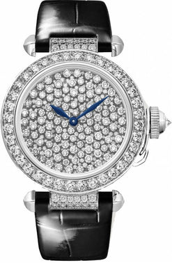 cartier pasha de cartier rhodiumized 18k white gold & diamonds lady's watch