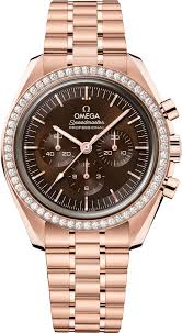 omega speedmaster moonwatch professional chronograph 18k sedna? gold & diamonds men's watch