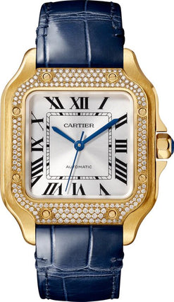 cartier santos 18k yellow gold & diamonds lady's watch