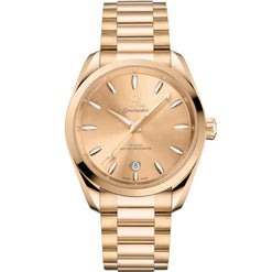 omega seamaster aqua terra 18k moonshine? gold men's watch_1