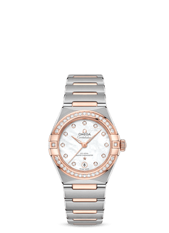 omega constellation co-axial master chronometer stainless steel & sedna? gold & diamond lady?s watch