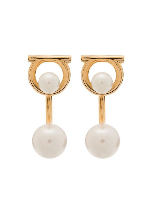 Ferragamo Gancini glass pearl earrings