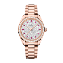 omega seamaster aqua terra chronometer 18k sedna? gold & diamonds lady's watch