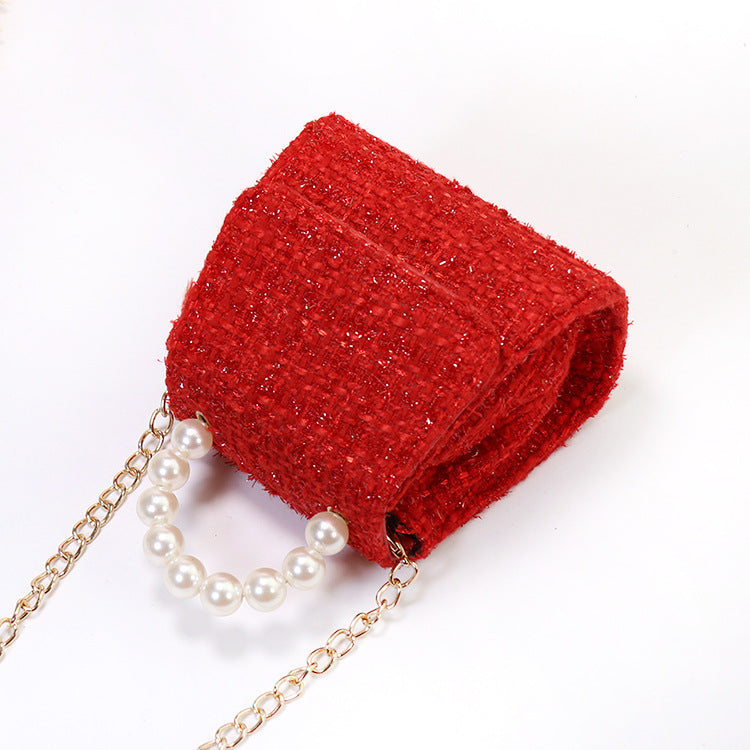 Autumn Winter Pearl Portable Messenger Bag for Women