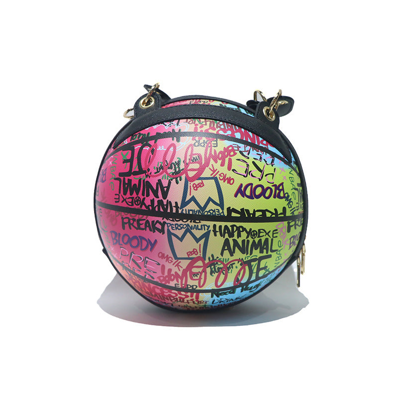 New Round Personalized Graffiti Basketball Chain Bag for Women