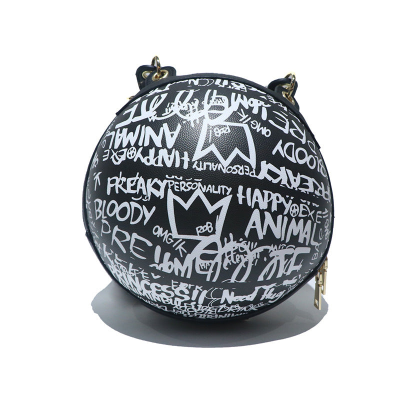New Round Personalized Graffiti Basketball Chain Bag for Women