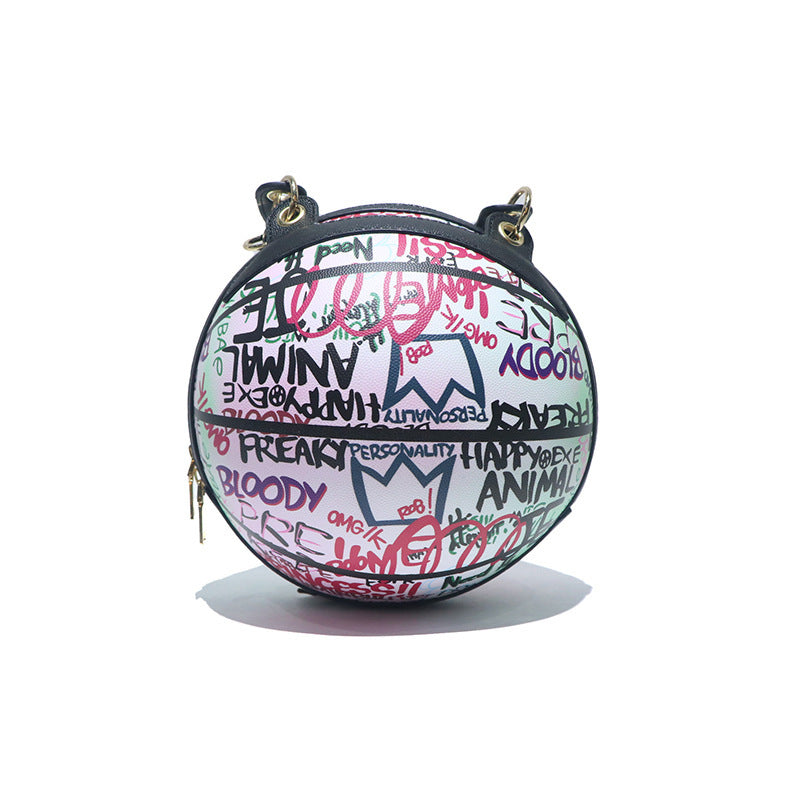 New Round Personalized Graffiti Basketball Chain Bag for Women