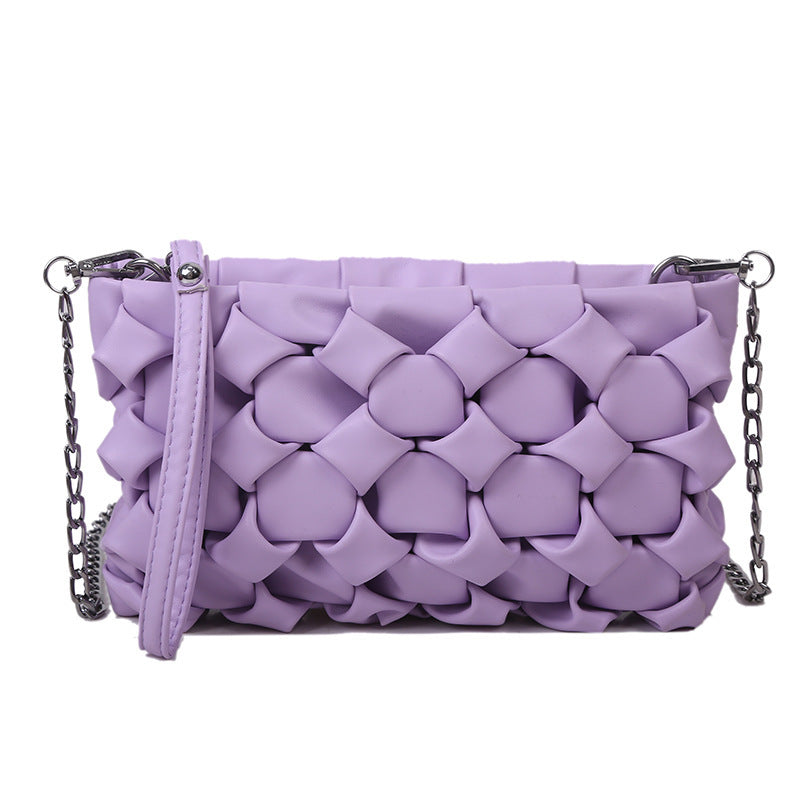 Textured Woven Chain Small Square Shoulder Bag for Women