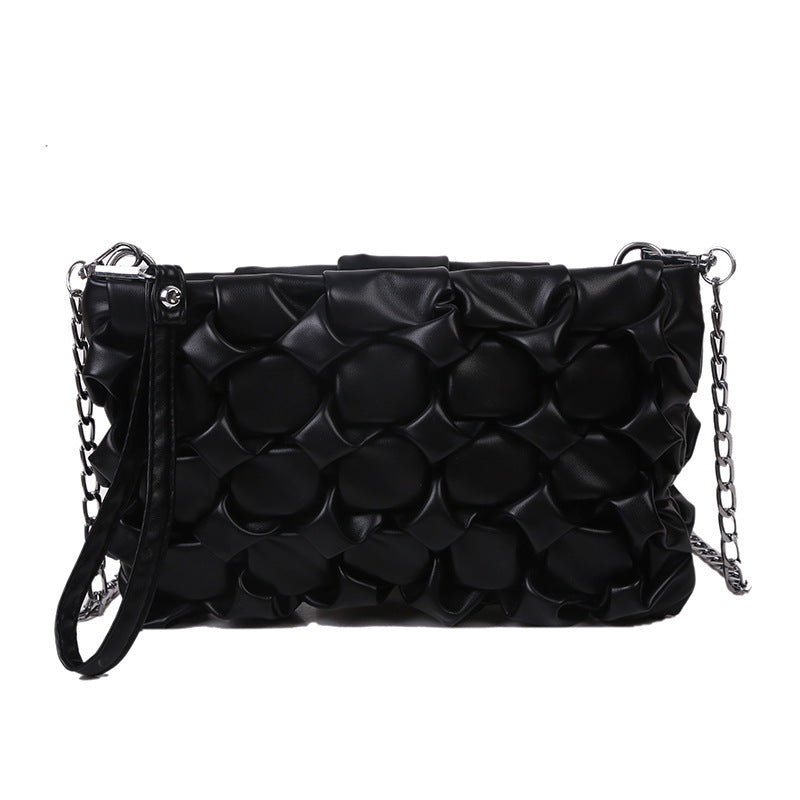 Textured Woven Chain Small Square Shoulder Bag for Women