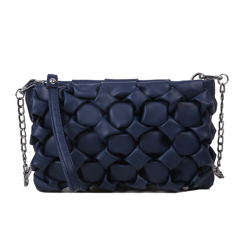 Textured Woven Chain Small Square Shoulder Bag for Women