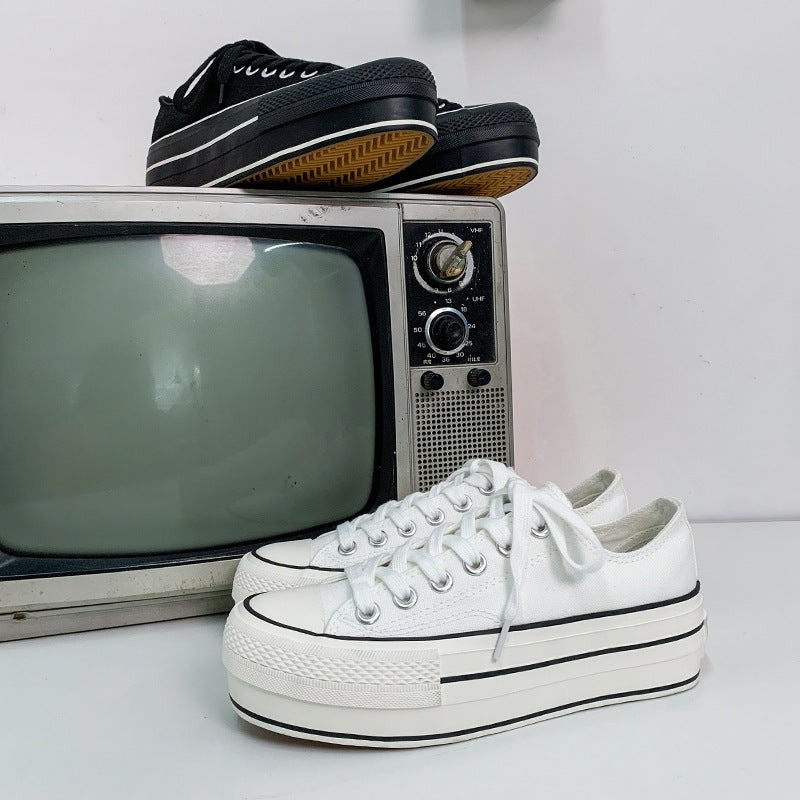 New Student Thick-Soled Increased Canvas Shoes Women