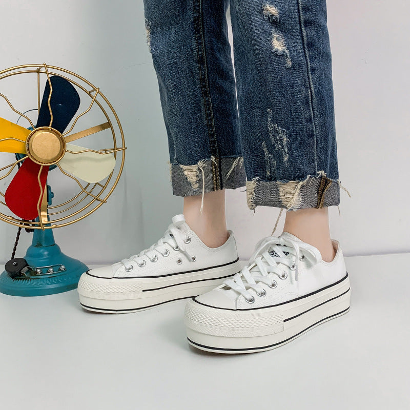 New Student Thick-Soled Increased Canvas Shoes Women