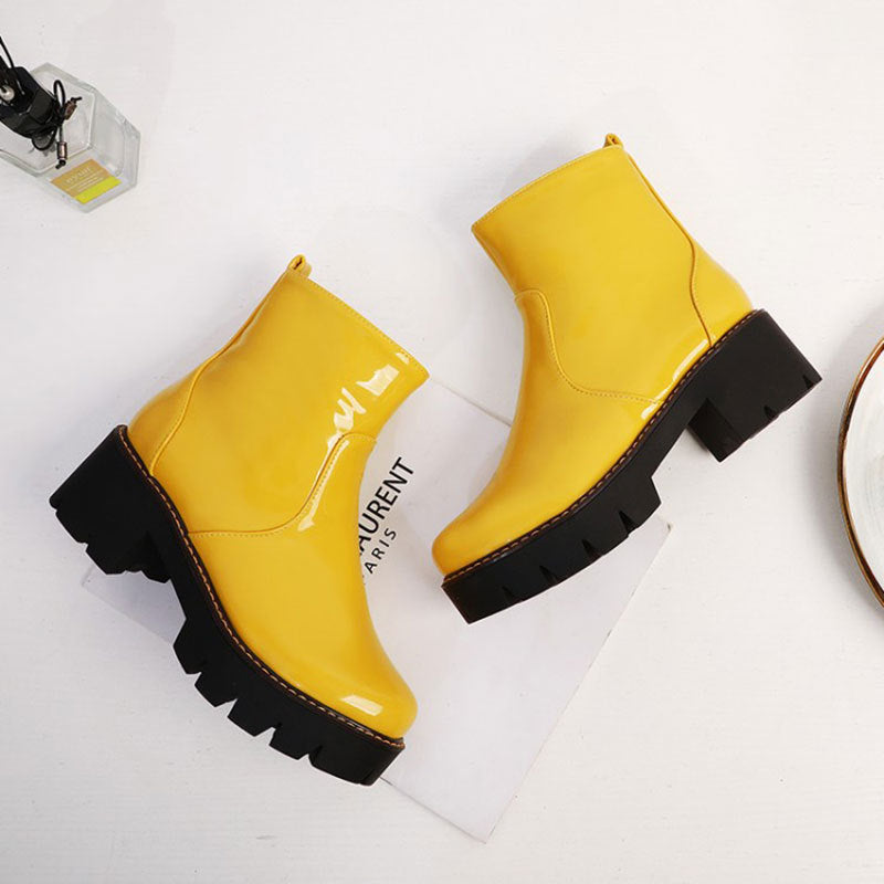 Short stature short boots women Europe and the United States thick bottom fashion women boots autumn winter large size women's shoes