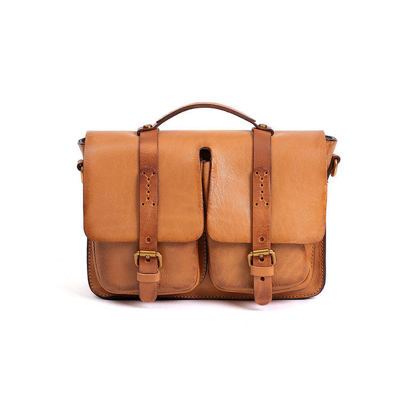 Retro Genuine Leather Crossbody Bag – First Layer Cowhide Trendy Shoulder Handbag