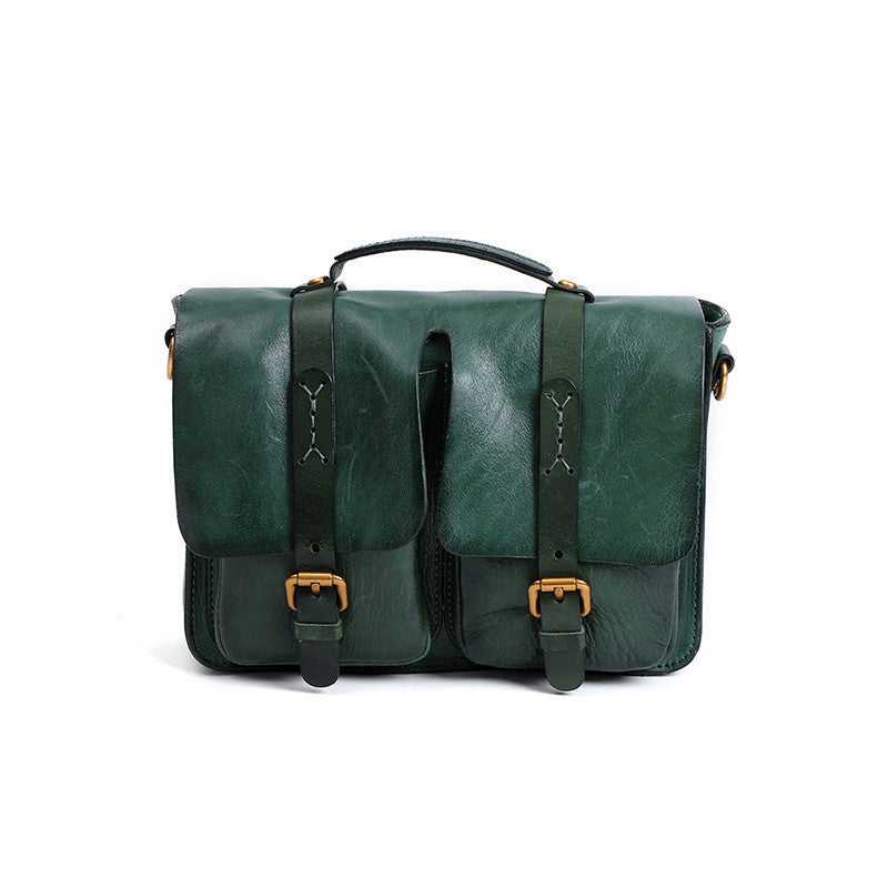 Retro Genuine Leather Crossbody Bag – First Layer Cowhide Trendy Shoulder Handbag