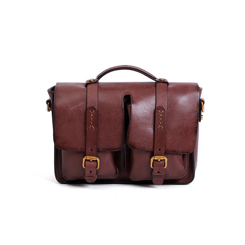 Retro Genuine Leather Crossbody Bag – First Layer Cowhide Trendy Shoulder Handbag