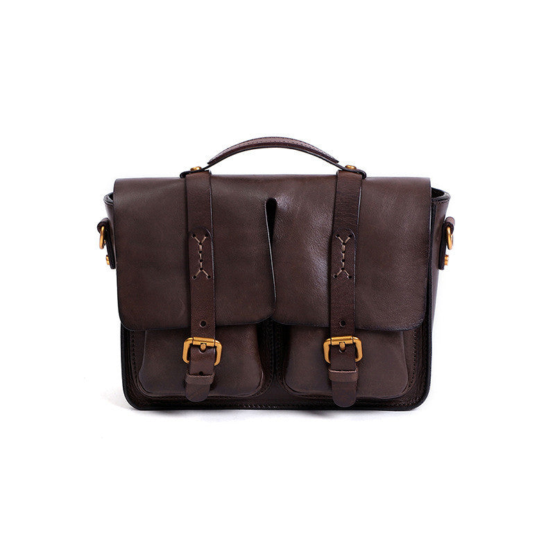 Retro Genuine Leather Crossbody Bag – First Layer Cowhide Trendy Shoulder Handbag