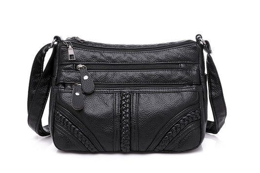 Soft Leather Woven Small Square Shoulder Bag for Women