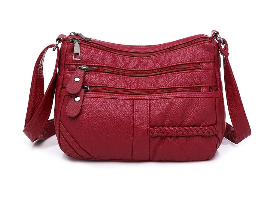 Soft Leather Woven Small Square Shoulder Bag for Women