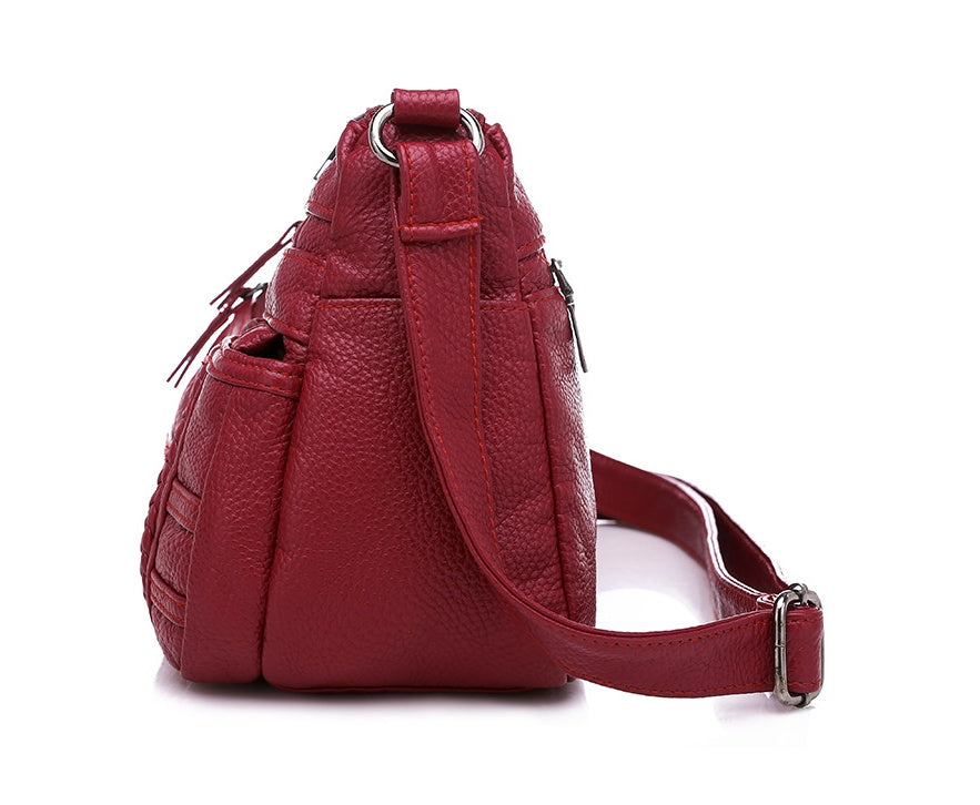 Soft Leather Woven Small Square Shoulder Bag for Women