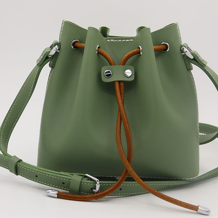 Women’s Leather Bucket Bag – Handmade Hand-Stitched Design