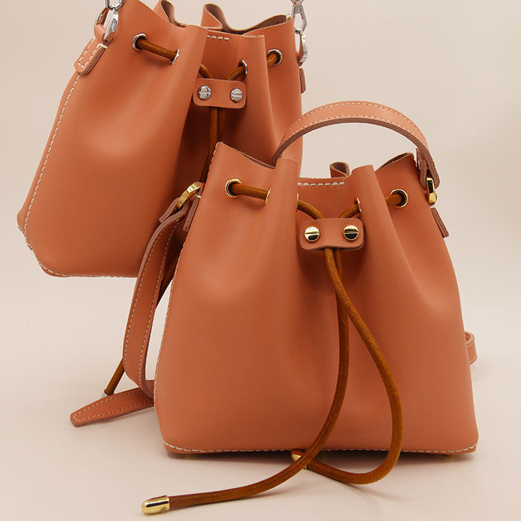 Women’s Leather Bucket Bag – Handmade Hand-Stitched Design