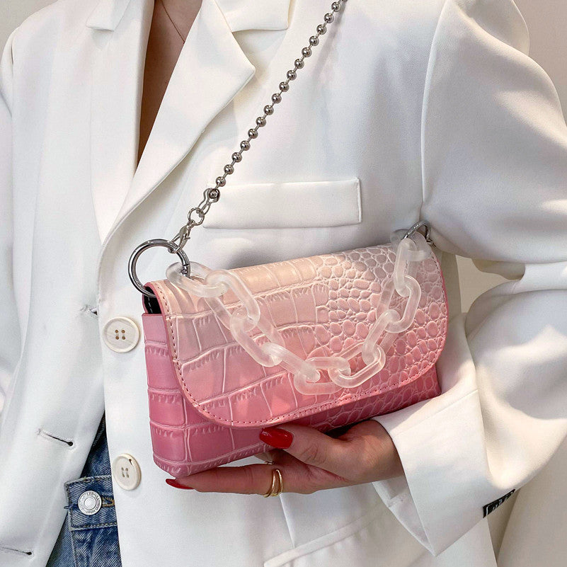 Crocodile Pattern One-Shoulder Chain Small Square Bag