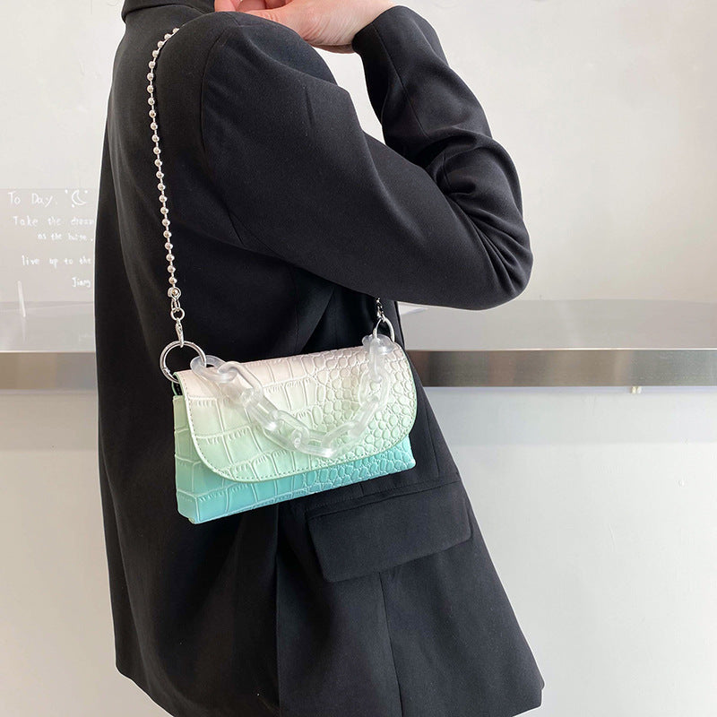 Crocodile Pattern One-Shoulder Chain Small Square Bag